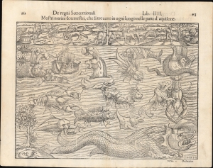 1550 / 1558 Munster View of Sea Monsters and Fantastical Beasts