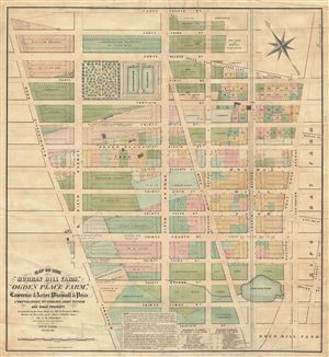 1867 Holmes Map of Murray Hill Farm, Midtown Manhattan, New York City