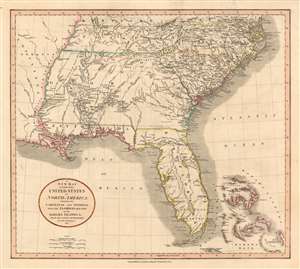 1811 Cary Map  of Florida, Georgia, North Carolina, South Carolina and Tennessee