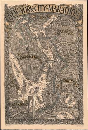 1983 James Grashow Limited Edition Map of the New York City Marathon