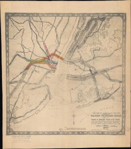 1922 Regional Plan Map and Infographic of New York City Railroad Passenger Traffic