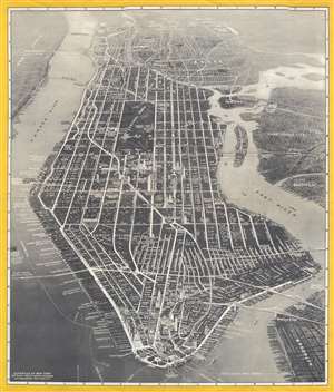 1936 Freedman Bird's Eye View SuperVue Map of New York City