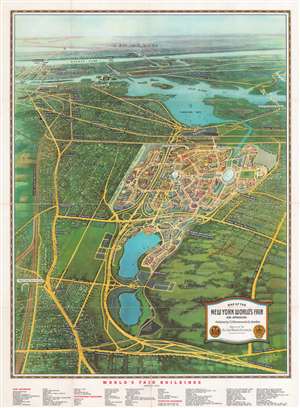 1939 Spofford Bird's-Eye View Map of the New York World's Fair