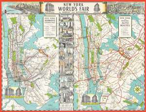 1939 Hagstrom Map of Subway and Auto Routes to the New York World's Fair