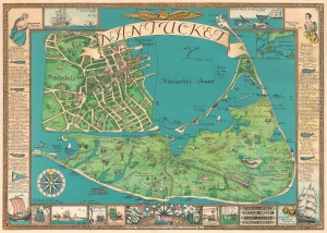 1946 Sutton / Miller Pictorial Map of Nantucket, in its third edition of 1980
