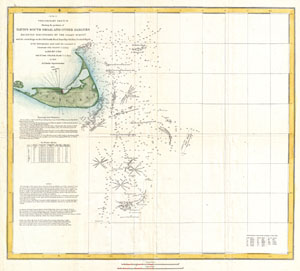 1849 U.S. Coast Survey Map of Nantucket and the Davis Shoals