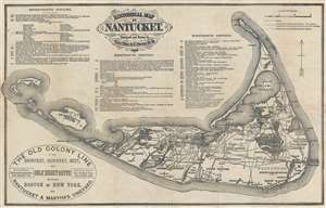 1889 Ewer Map of Nantucket Island, Massachusetts w/ Old Colony Line Ad