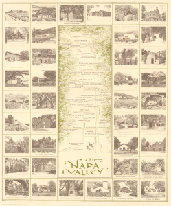 1975 Titus Map and Vignettes of Napa Valley Wineries, California