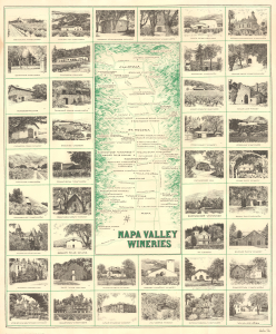 1977 Titus Map and Vignettes of Napa Valley Wineries, California