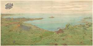 1920 Richter Bird's Eye View of the Amalfi Coast, Naples, and Capri, Italy