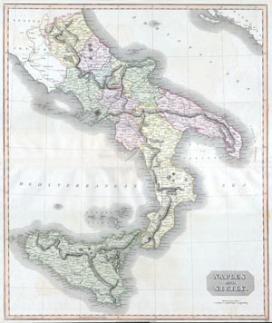 1814 Thomson Map of Southern Italy ( Naples & Sicily )