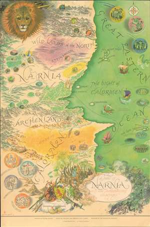 1972 Pauline Baynes Promotional Map of C. S. Lewis' Narnia