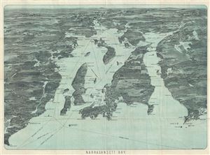 1900 Walker Map and View of Narragansett Bay, Rhode Island