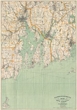 1892 Walker Map of Narrangasett Bay, Rhode Island