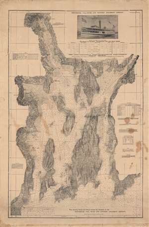 1902 Providence, Fall River and Newport Steamboat Co. Chart of Narragansett Bay
