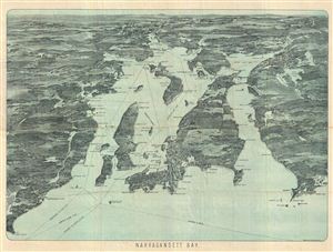 1900 Walker View Map of Narragansett Bay, Rhode Island