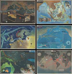 1944 Navy Education Services Map of World War II Battle Fronts (Full Set)