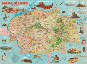 1960 First Edition Bloodgood Pictorial Map of the Navajo Nation in Arizona