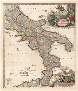 1716 Homann Map of Southern Italy