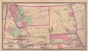 1869 Stebbins and Lloyd Map of Nebraska, Dakota, Montana, Idaho