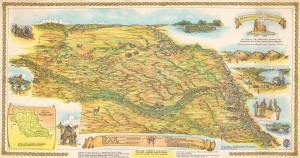 1954 Clarke Pictorial Map of Nebraska Celebrating the Nebraska Territory Centennial