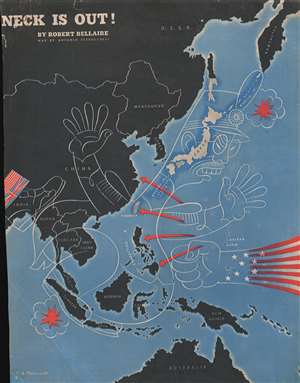 1944 Petruccelli Political Cartoon Map Highlighting the Defeat of Imperial Japan
