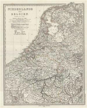 1873 Stieler Map of the Holland and Belgium