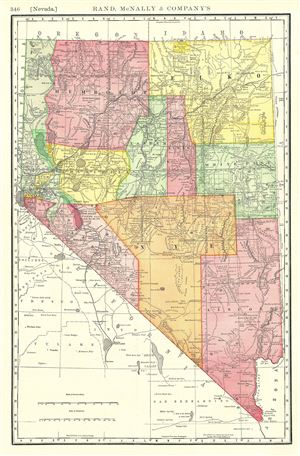 1888 Rand McNally Map of Nevada