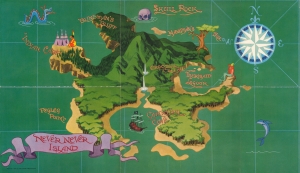 1952 Walt Disney Pictorial Map of Never Never Island from Peter Pan