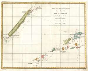 1778 Benard and Captain James Cook Map of New Caledonia and Vanuatu