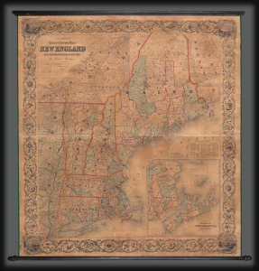 1855 Colton / Hall Wall Map of New England