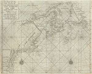 1749 Grierson 'Pirate' Nautical Chart of New England, New York, Maritime Provinces
