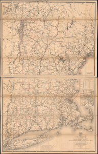 1883 Post Office Dept. Map Wall Map of New England
