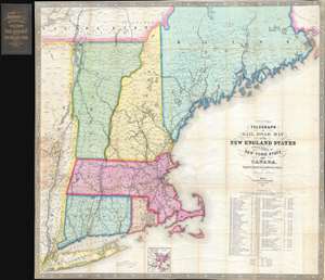 1852 Williams and Redding Map of New England: Telegraph and Railroad