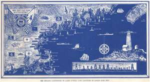 1945 O'Toole and Snow Pictorial Map of New England Lighthouses