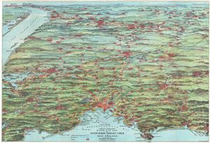 1905 Walker Trolley Map and View of New England Centered on Boston