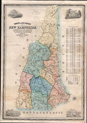 1854 Dodge Wall Map of New Hampshire