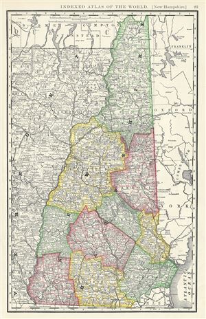 1888 Rand McNally Map of New Hampshire, United States