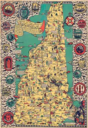 1926 Shurtleff Pictorial Map of New Hampshire