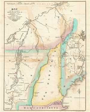 1832 Marshall Map of New Hampshire, Vermont and Maine