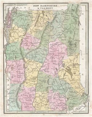 1835 Bradford Map of New Hampshire and Vermont
