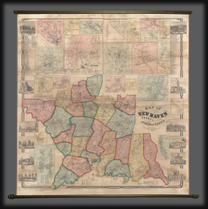 1856 Smith Wall Map of New Haven County, Connecticut