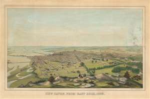1853 Darrow and Kellog View of New Haven, Connecticut, from East Rock