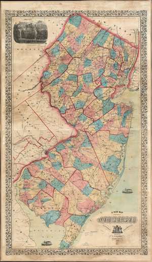 1859 Gaston Wall Map of New Jersey