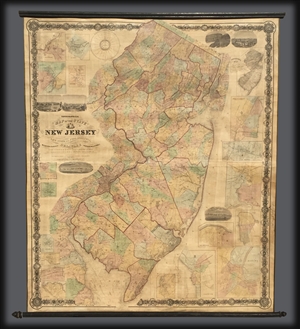 1860 Kitchell Wall Map of New Jersey