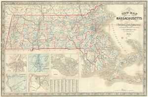 1868 Dutton Pocket Map of Massachusetts