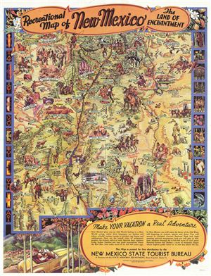 1941 Wilfred Stedman Pictorial Map of New Mexico