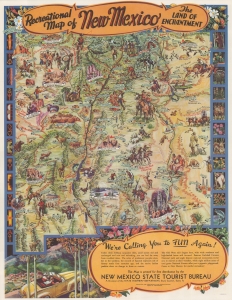 1946 Stedman Pictorial Tourist Map of New Mexico