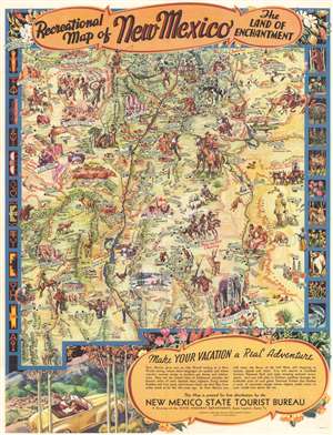 1952 Stedman Pictorial Tourist Map of New Mexico.