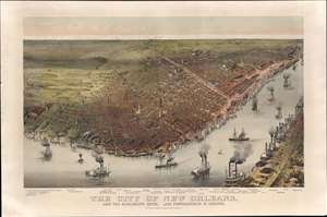 1885 Currier and Ives Bird's Eye View of New Orleans